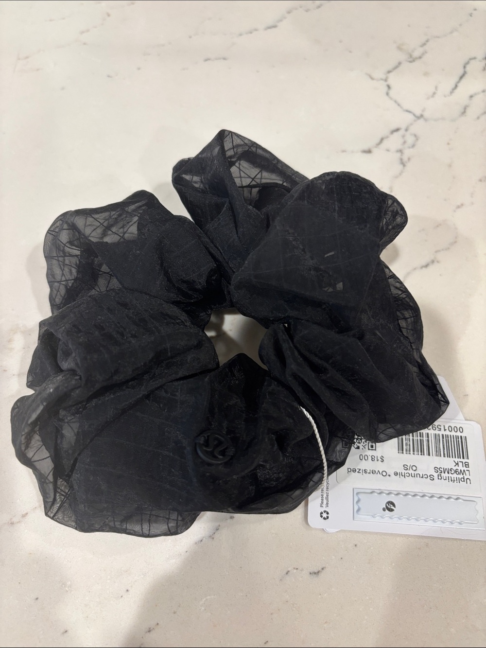 lululemon Uplifting Scrunchie Oversized in Black Organza NWT  👻 🎃